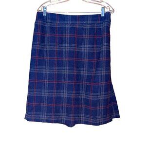 Jessica London Womens Plaid Wool Blend A-Line Skirt Size 14